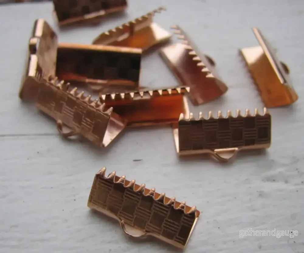 Ändfäste platta band 24k Roséguldpläterad - Bredare modell, 15 mm, 2-pack - Bild 2