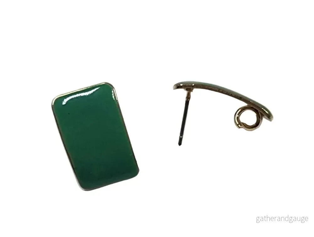 Örstickare Emalj – Grön Rektangel, 2-pack