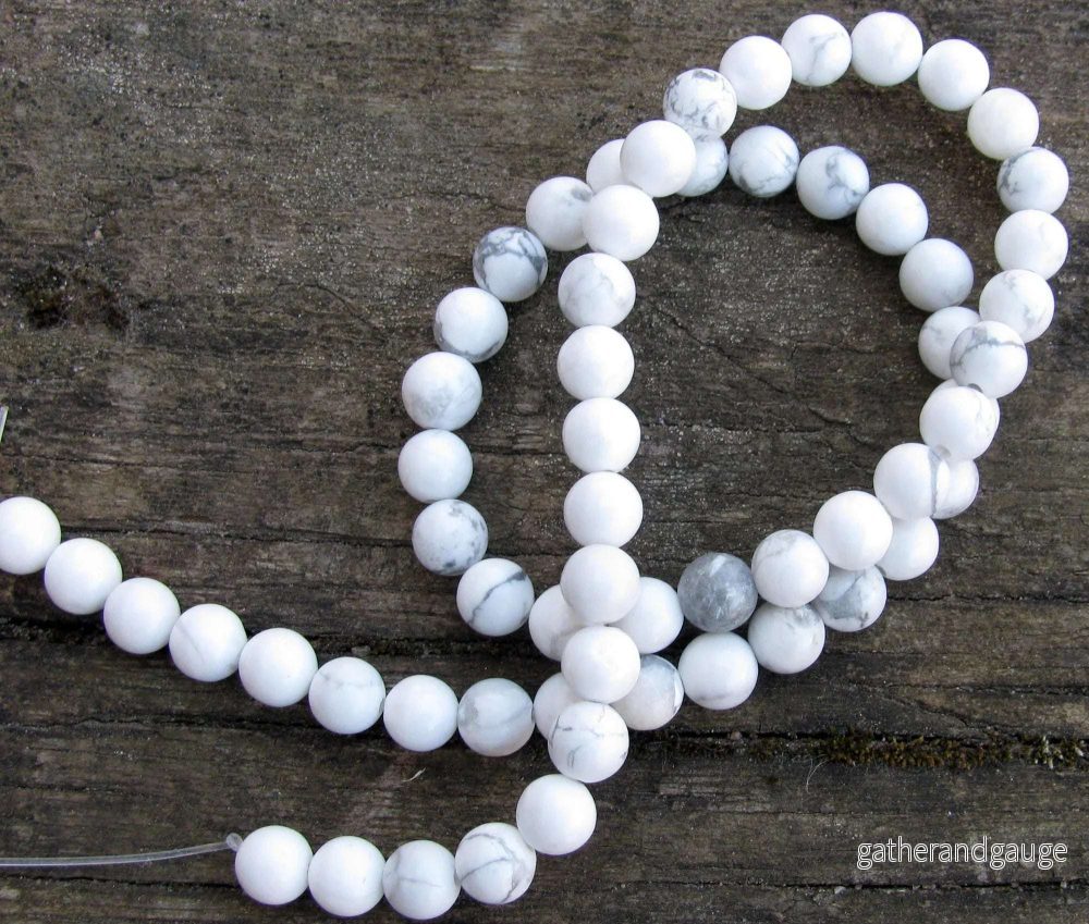 Howlite Rund - Vit, 6mm 1 styck