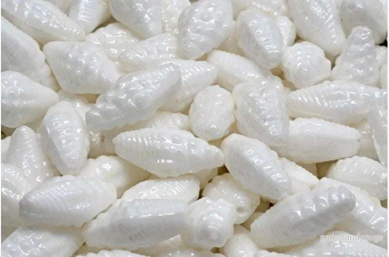 Miter Shell Beads - Alabaster Shimmer 16x8mm, 10-pack