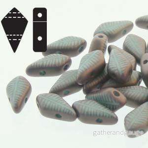 Kite Bead - Turquoise Laser Matte Bronze Feather 9x5mm 5 gram
