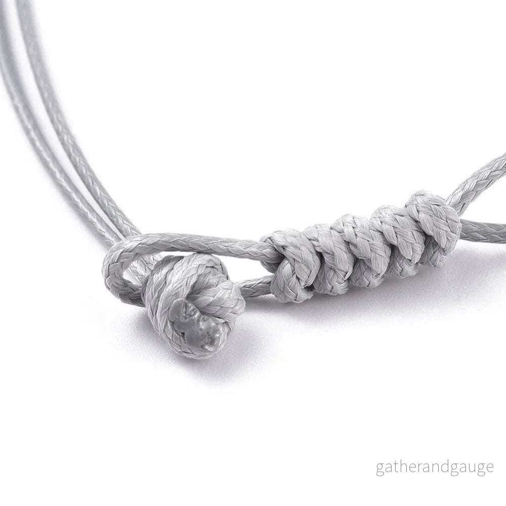 Vaxad Polyestertråd Halsband - Grå Dubbel 2mm 1 styck - Bild 2