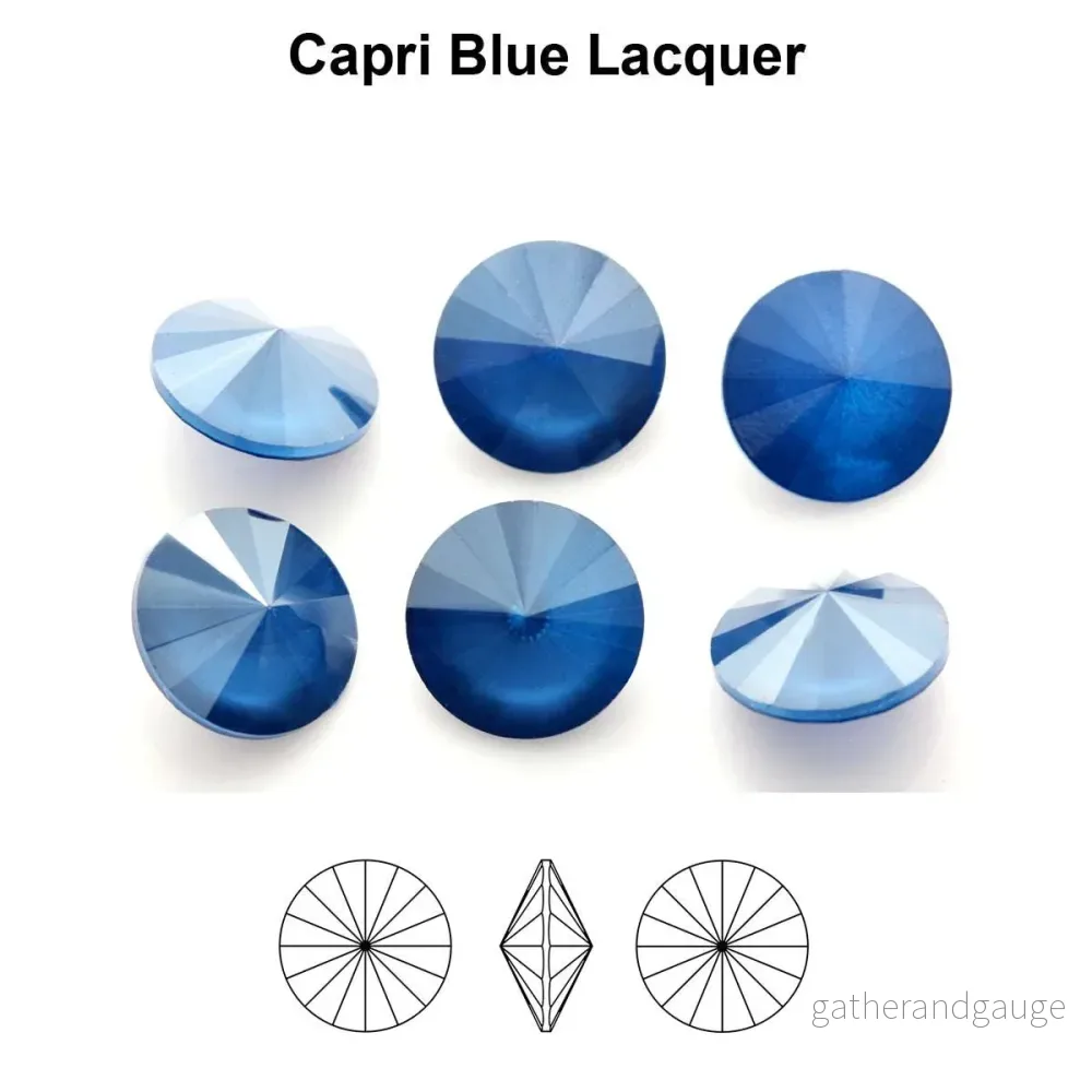 Aurea Crystals A1122 Rivoli – Capri Blue Lacquer 12mm 8 st Aurea Crystals A1122 Rivoli – Capri Blue Lacquer 12mm 8 st