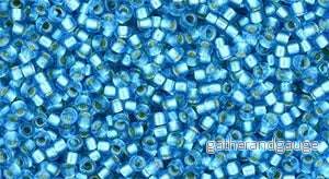 TOHO Seed Beads - Silver-Lined Frosted Dk Aquamarine 15/0, 10 gram
