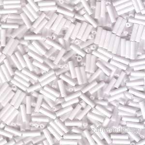 Miyuki Bugle Beads - Opaque White 6 mm, 17 gram - Bild 2
