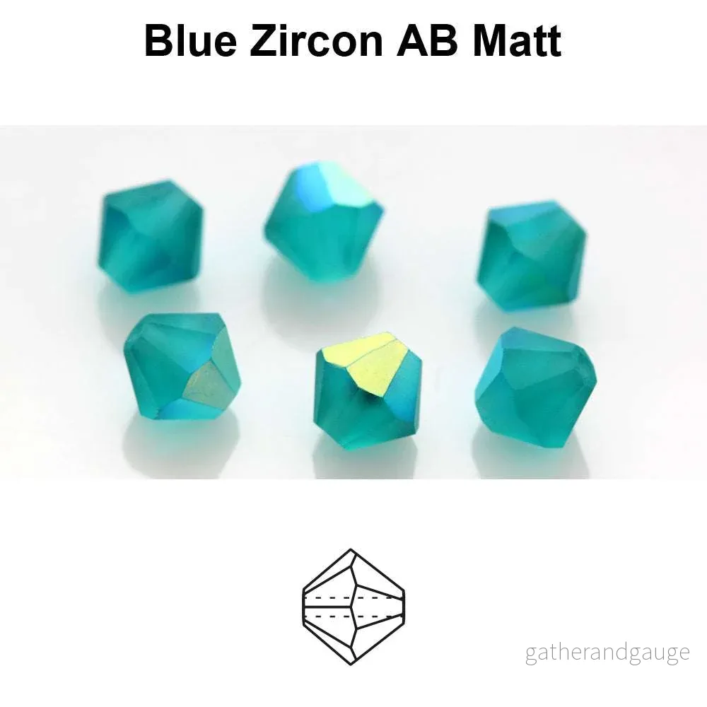 Tjeckiska MC Bicone - Blue Zircon AB Matt 3 mm 40-pack
