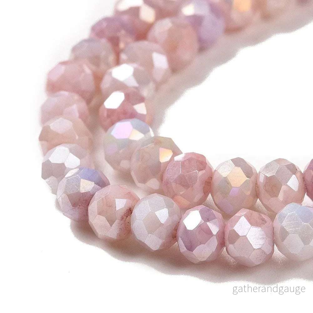 Facetterade glaspärlor - Sommarmix rosa, 4x3mm 1 sträng - Bild 2