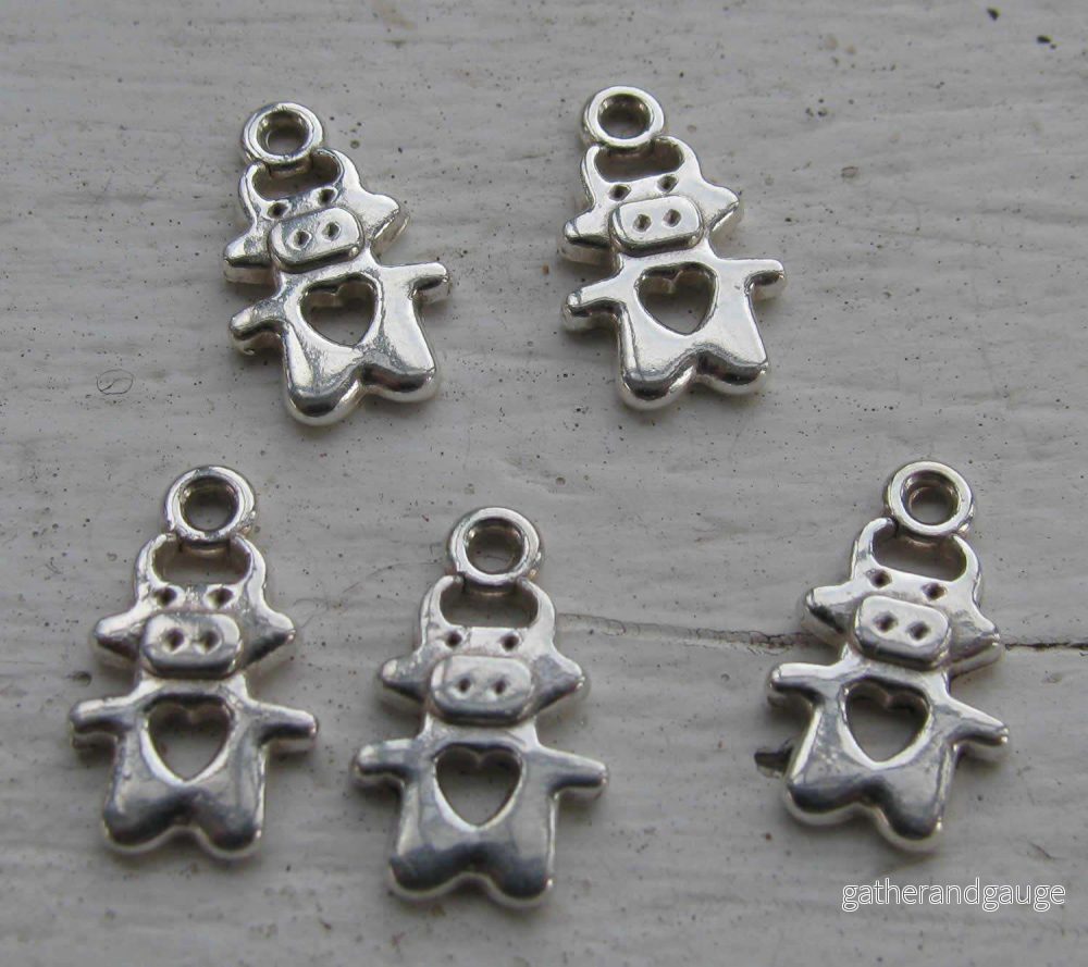 Berlock silverfärgad - Ko, 5-pack - Bild 2
