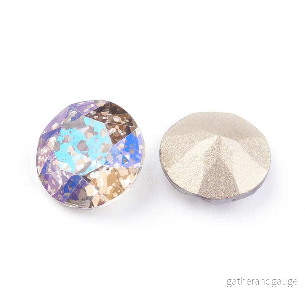 Kinesisk strass - Round stone Blue patina 10mm 1 styck