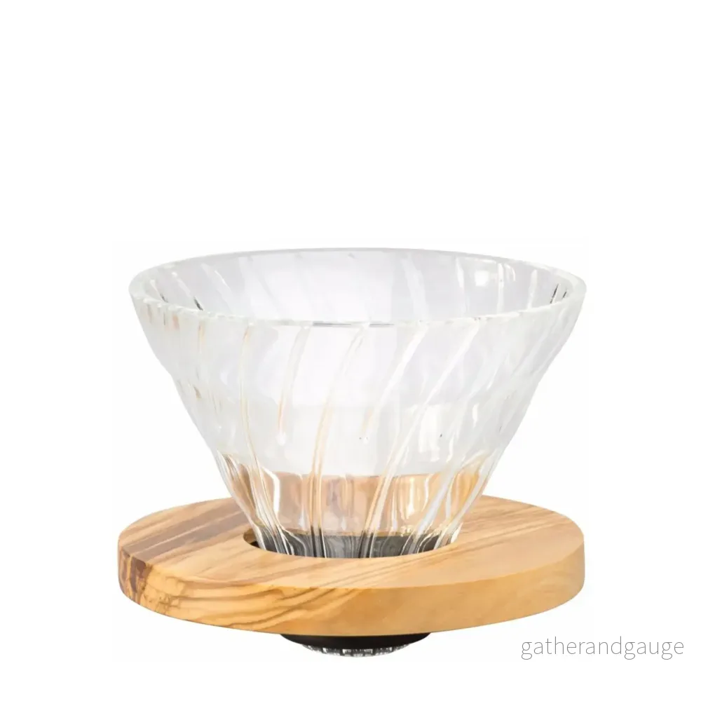 Glass Coffee Dripper V60 02 – Olive Wood