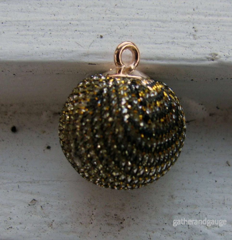 Hänge Boll - Glitter Guld 16mm 1 styck