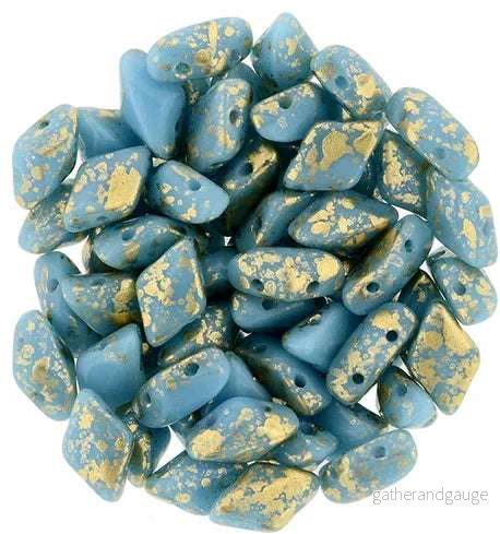 Matubo Gemduo – Gold Splash Blue Turquoise 8x5mm, 10 gram Matubo Gemduo – Gold Splash Blue Turquoise 8x5mm, 10 gram