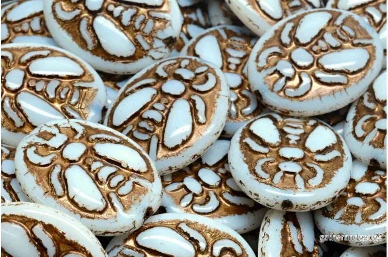 Bee Beads - White / Bronze 22x18mm, 3-pack