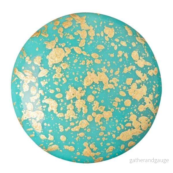 Cabochon par Puca® - Opaque Green Turquoise Splash 25 mm, 1 styck