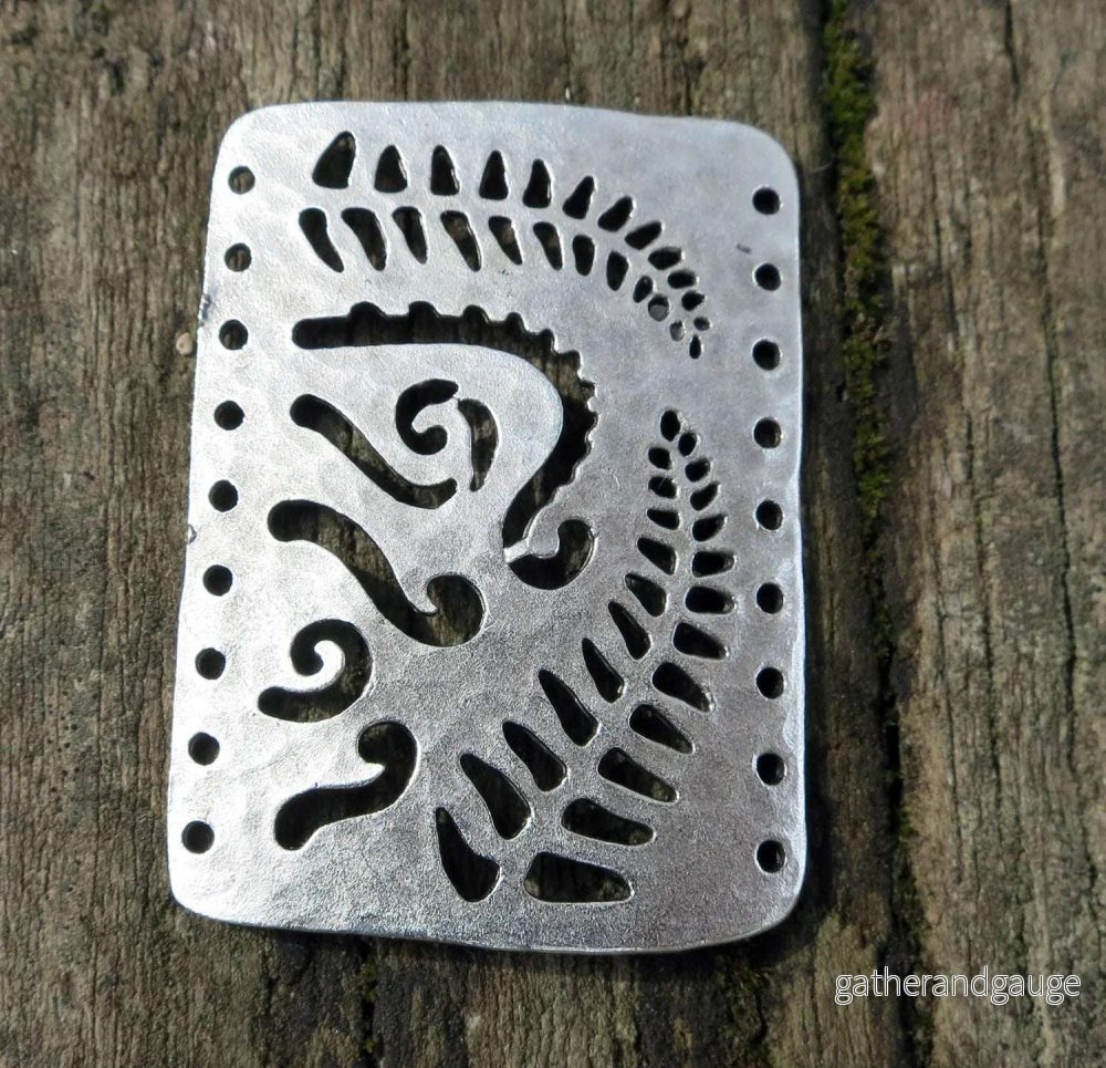 Connector Silverfärgad - Rektangel med Löv 39x28mm 1 styck