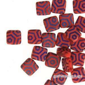 CzechMates Tile Beads – Red Laser Azuro Web Matte, 1 sträng CzechMates Tile Beads – Red Laser Azuro Web Matte, 1 sträng