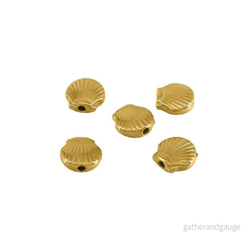 Mellandel Rostfrittstål - 24K guldpläterad Snäcka 9x9,5mm,1 styck - Bild 2