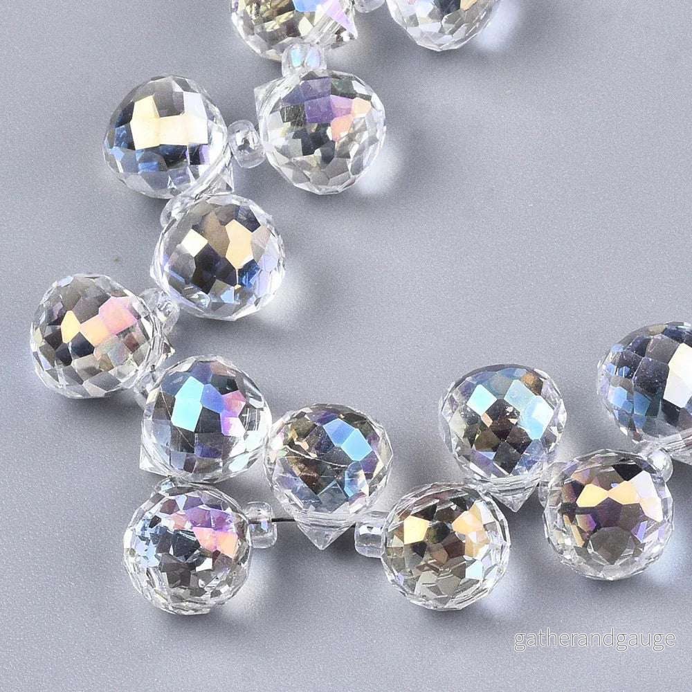 Facetterade droppar - Klar med lyster, 9,5x8mm, 1 styck