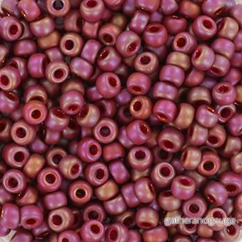 Miyuki Seed Beads – Opaque Glazed Frosted Rainbow Dark Red 8/0, 10 gram