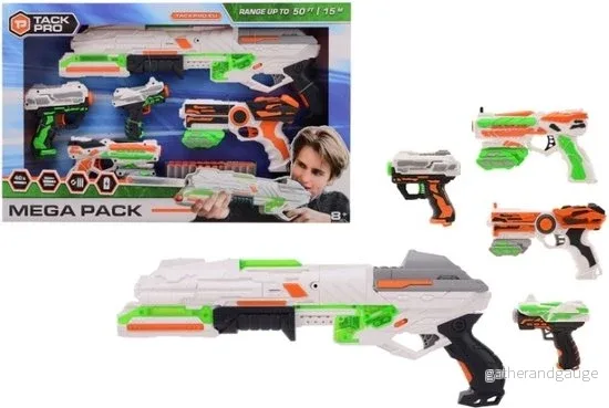 Tack Pro Mega Blaster Pack - 1 Stor och 4 Mindre Blasters med 40 Pilar