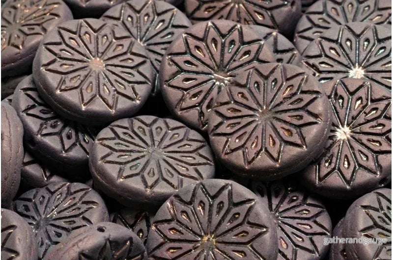 Origami Flower Bead – Matte Jet Vega 18mm, 6-pack