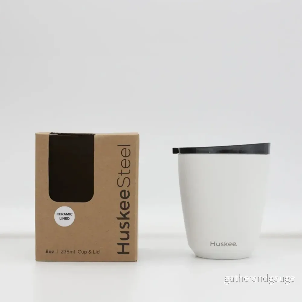 Huskee Stål mugg 235 ml – hållbar kaffekopp i vit - Bild 2