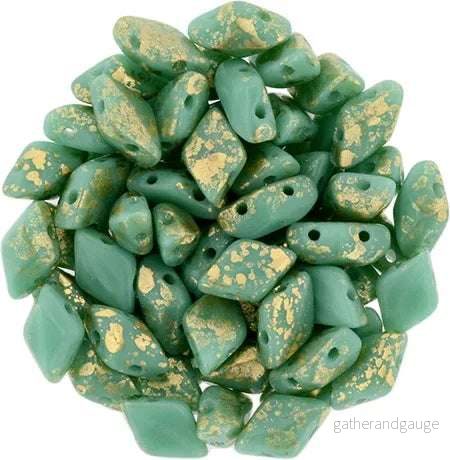 Matubo Gemduo – Gold Splash Opaque Turquoise 8x5mm, 10 gram Matubo Gemduo – Gold Splash Opaque Turquoise 8x5mm, 10 gram