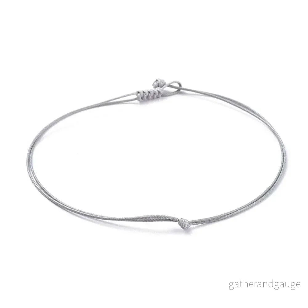Vaxad Polyestertråd Halsband - Grå Dubbel 2mm 1 styck