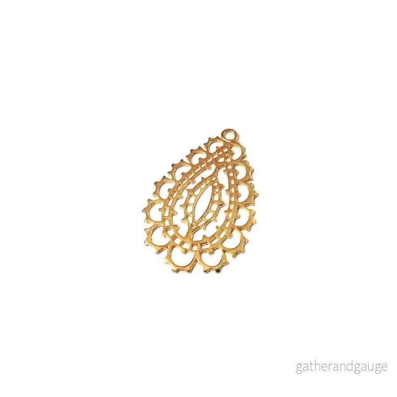 Hänge Guldfärgad – Filigree Droppe 28x40mm Hänge Guldfärgad – Filigree Droppe 28x40mm