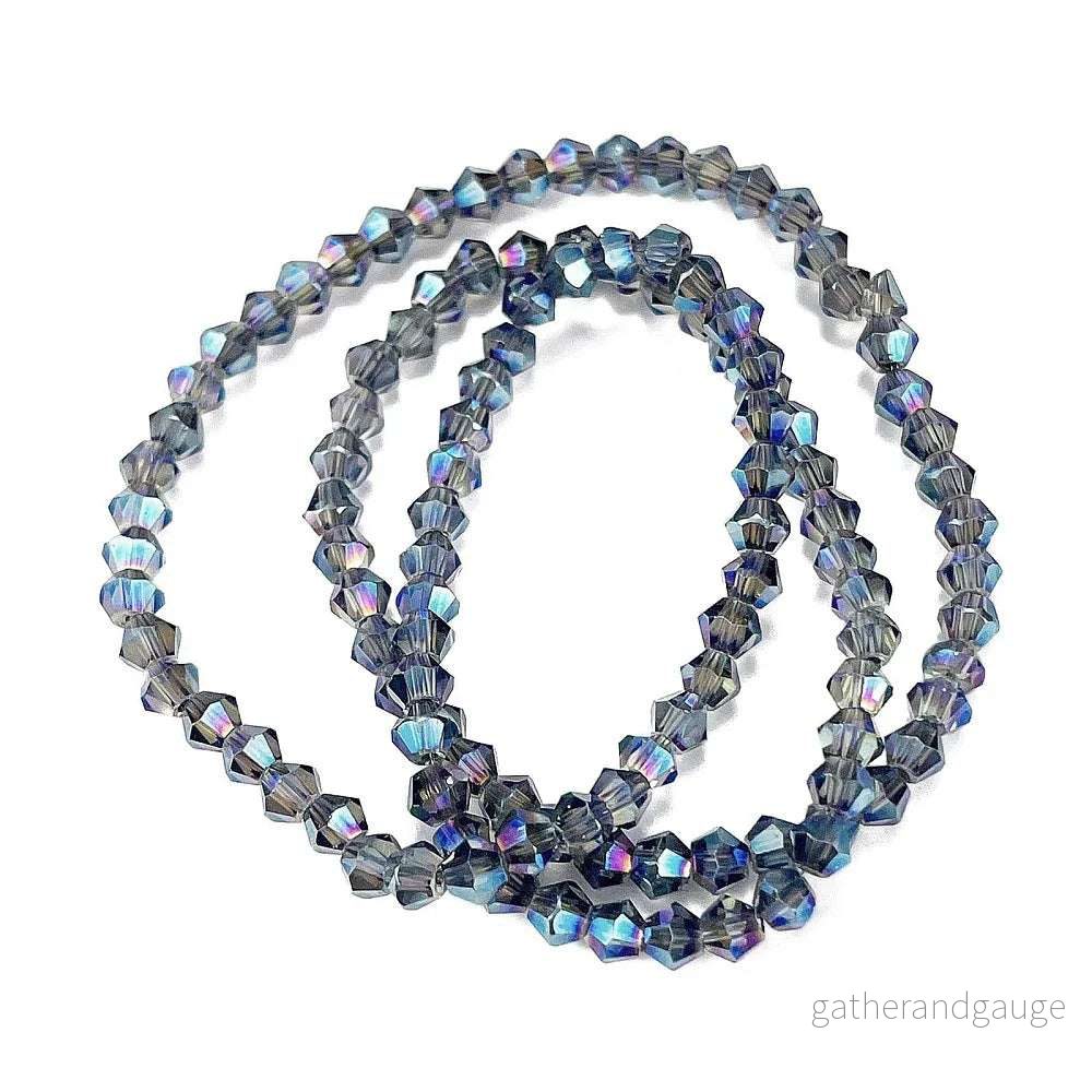 Glaspärlor Bicone - Steel Blue, 3,7mm 1 sträng - Bild 2