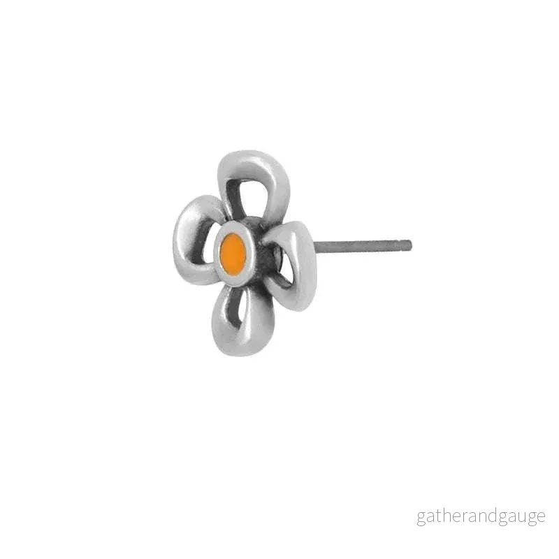 Örstickare Silverpläterad - Blomma med Orange Mitt, 2-Pack - Bild 2