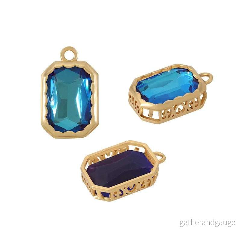 Berlock Facetterad – Rektangel Blue, 13x16mm, 1 styck Berlock Facetterad – Rektangel Blue, 13x16mm, 1 styck