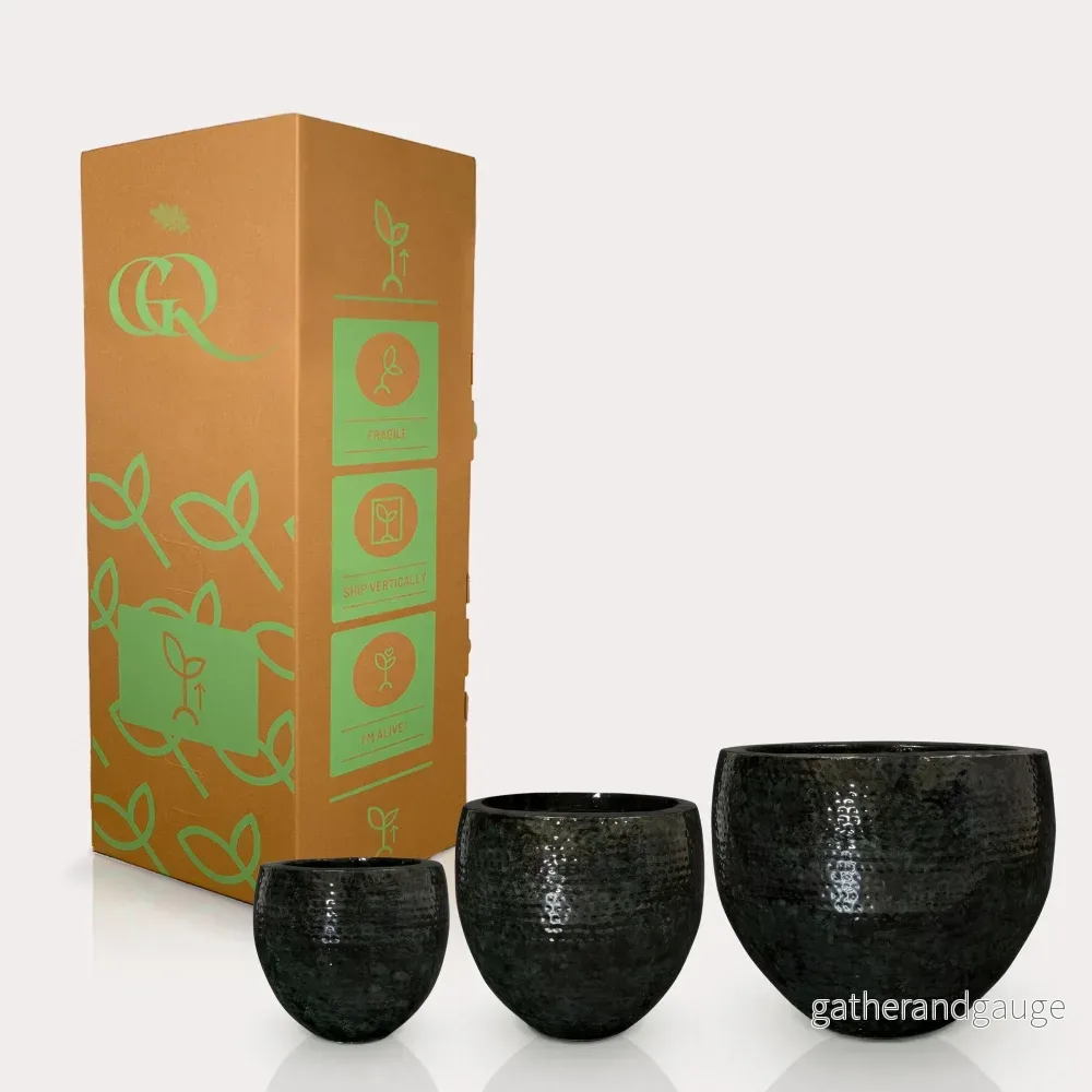 Set med 3 krukor - Thom black metal - Bredd 54 cm - Bild 3