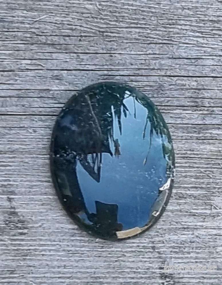 Cabochon Mossagat - Oval Mörkgrön 40x30mm 1 styck