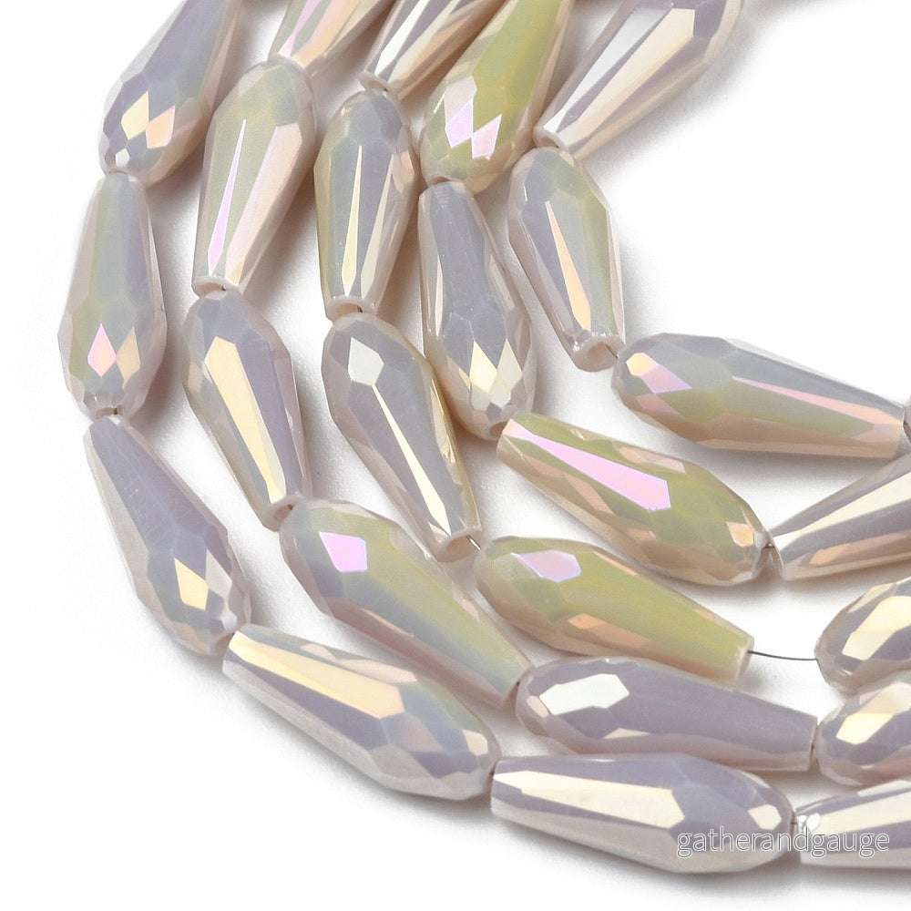 Facetterade droppar - Teardrop Rosybrown Rainbow, 15x6mm, 1 styck - Bild 2