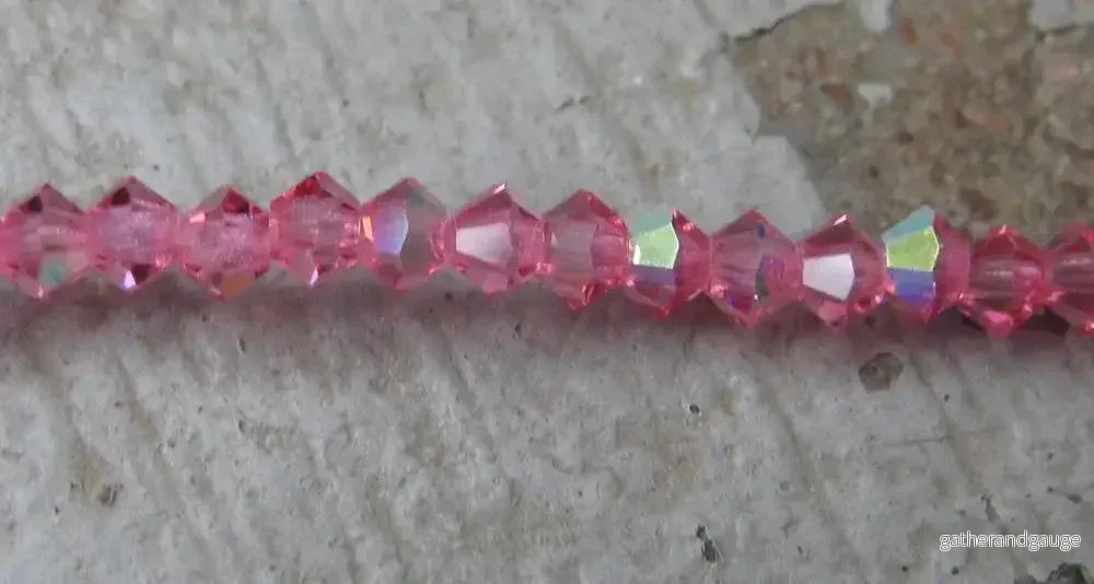 Tjeckiska MC Bicone - Rose AB 3 mm, 1 sträng