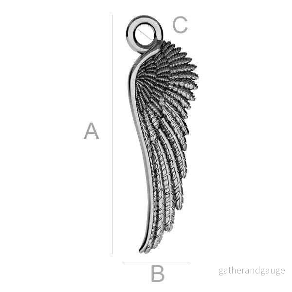 Berlock 925 Silver Svart Rhodium – Ängelvinge 21mm 1 styck