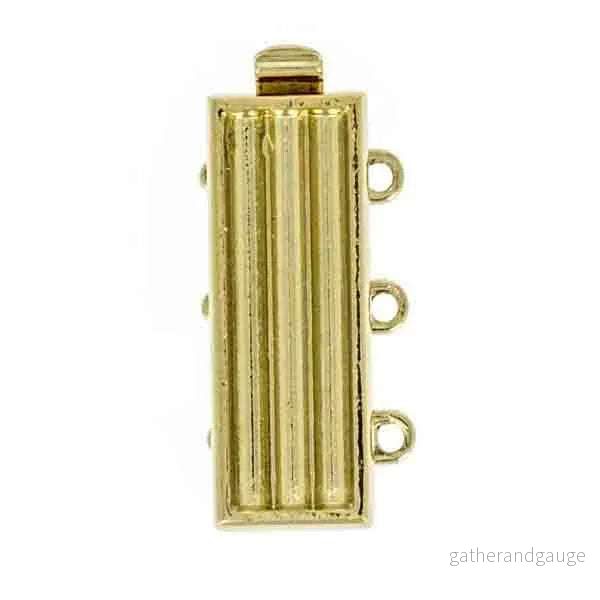 Claspgarten instickslås - Stor rektangel med plats för Delica, 23 K guldpläterad 20x7mm, 1 styck