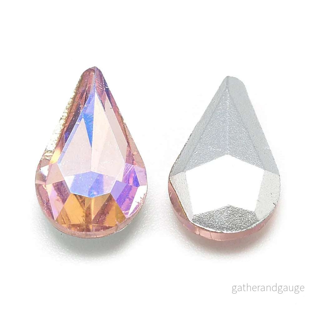 Kinesisk strass – Teardrop Dark Salmon Shimmer 13x8mm 1 styck