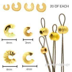 Basic Elements - Crimp cover, assortment, Gold plated, 80- pack