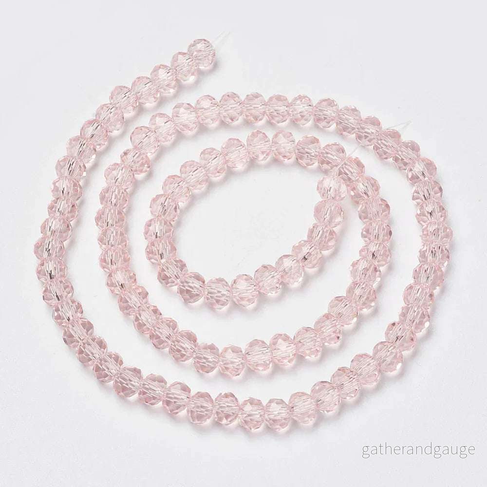 Facetterade glaspärlor – Rosa 6x5mm 1 sträng Facetterade glaspärlor – Rosa 6x5mm 1 sträng