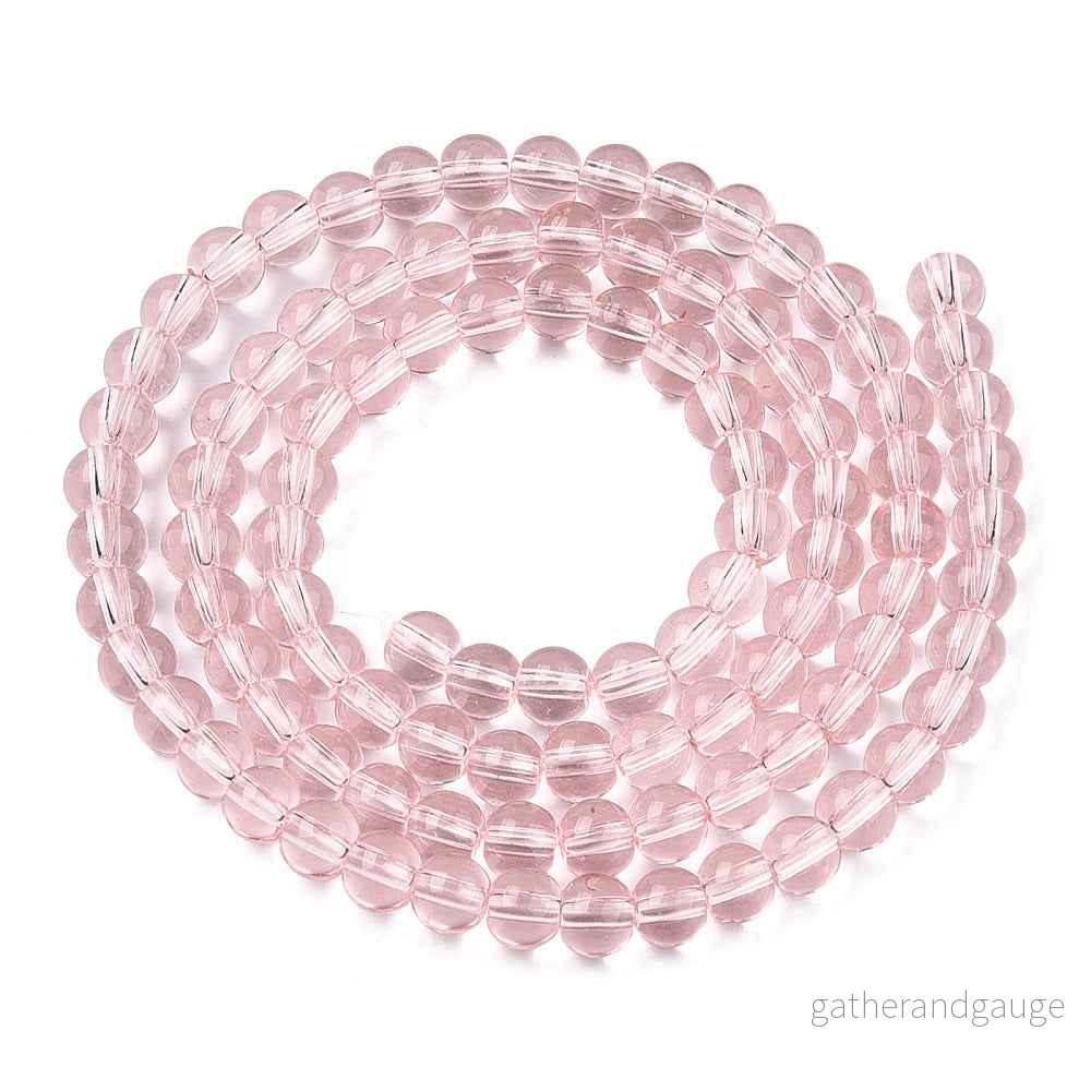 Glaspärlor Rund - Transparent Rosa 4mm 1 sträng - Bild 2