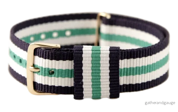 NATO-armband 20 mm – blå/vit/grön