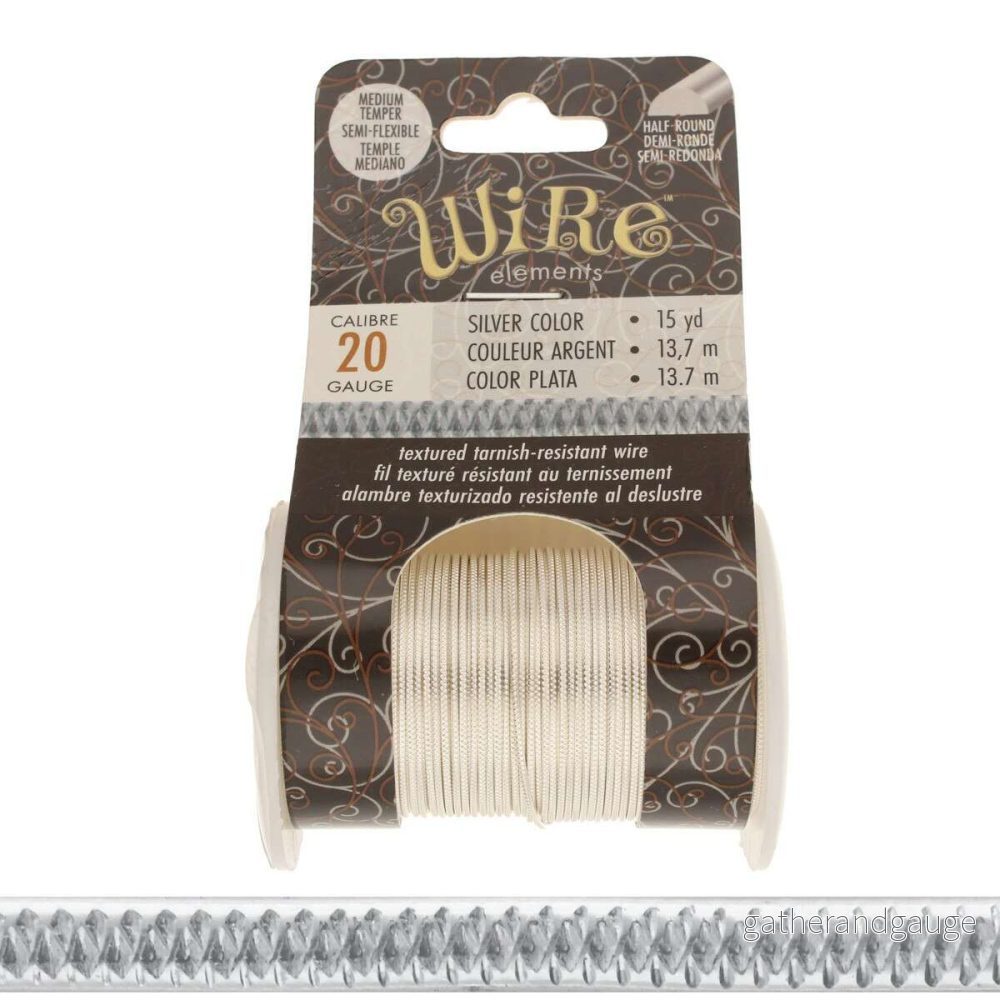 Wire Elements 20 Ga – Silverfärgad halvrund Weave Non Tarnish, 1 rulle Wire Elements 20 Ga – Silverfärgad halvrund Weave Non Tarnish, 1 rulle