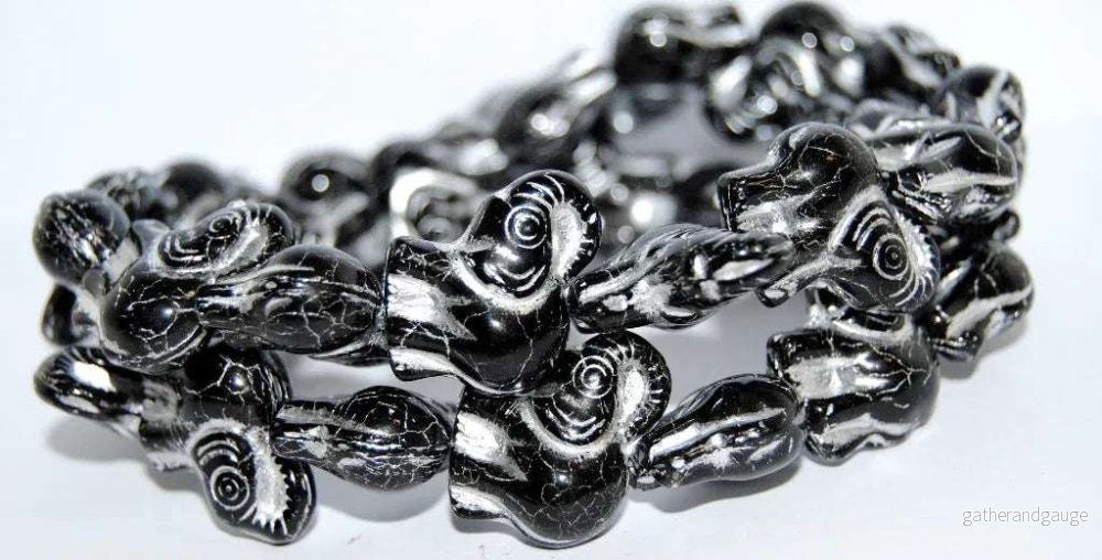 Glaspärla Elefant - Jet with silver 20mm, 1 styck