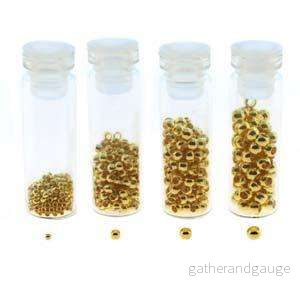 Basic Elements - Crimp bead assortment, Gold plated, 600- pack