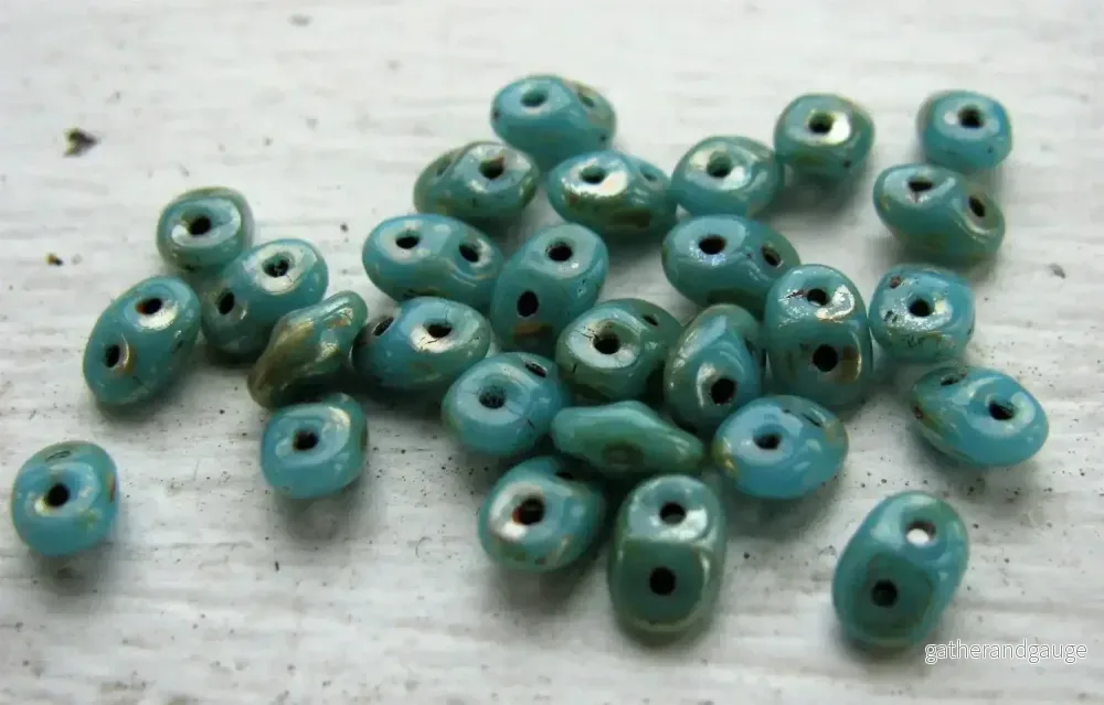 SuperDuo - Turquoise Blue Picasso, 10 gram - Bild 2