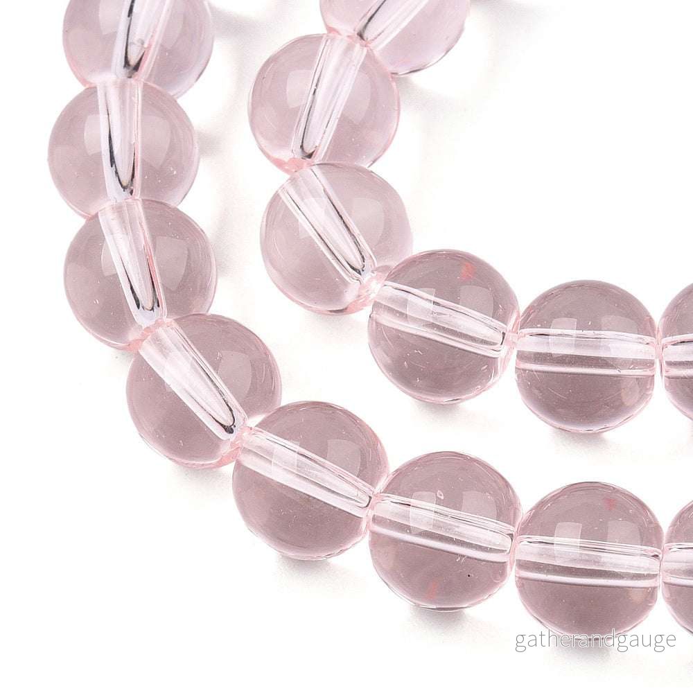 Glaspärlor Rund – Transparent Rosa 8mm 1 sträng Glaspärlor Rund – Transparent Rosa 8mm 1 sträng
