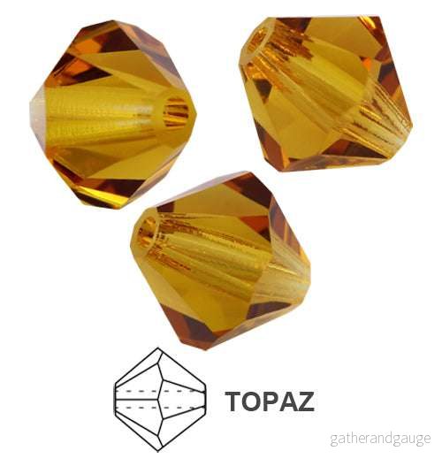 Tjeckiska MC Bicone – Topaz, 4 mm, 30- pack