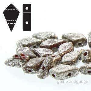 Kite Bead - Silver Splash Red Opaque 9x5mm 10 gram